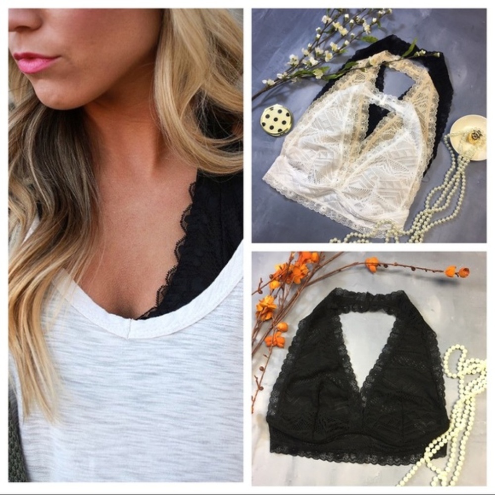 White lace halter bralette